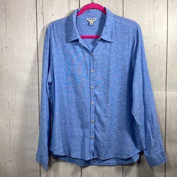 Orvis Womens Button Up Long Sleeve Linen Blend Shirt - Picture 5 of 16